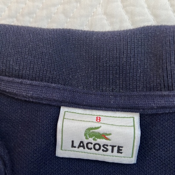 Lacoste designer boys navy polo shirt size 8 - Picture 2 of 4
